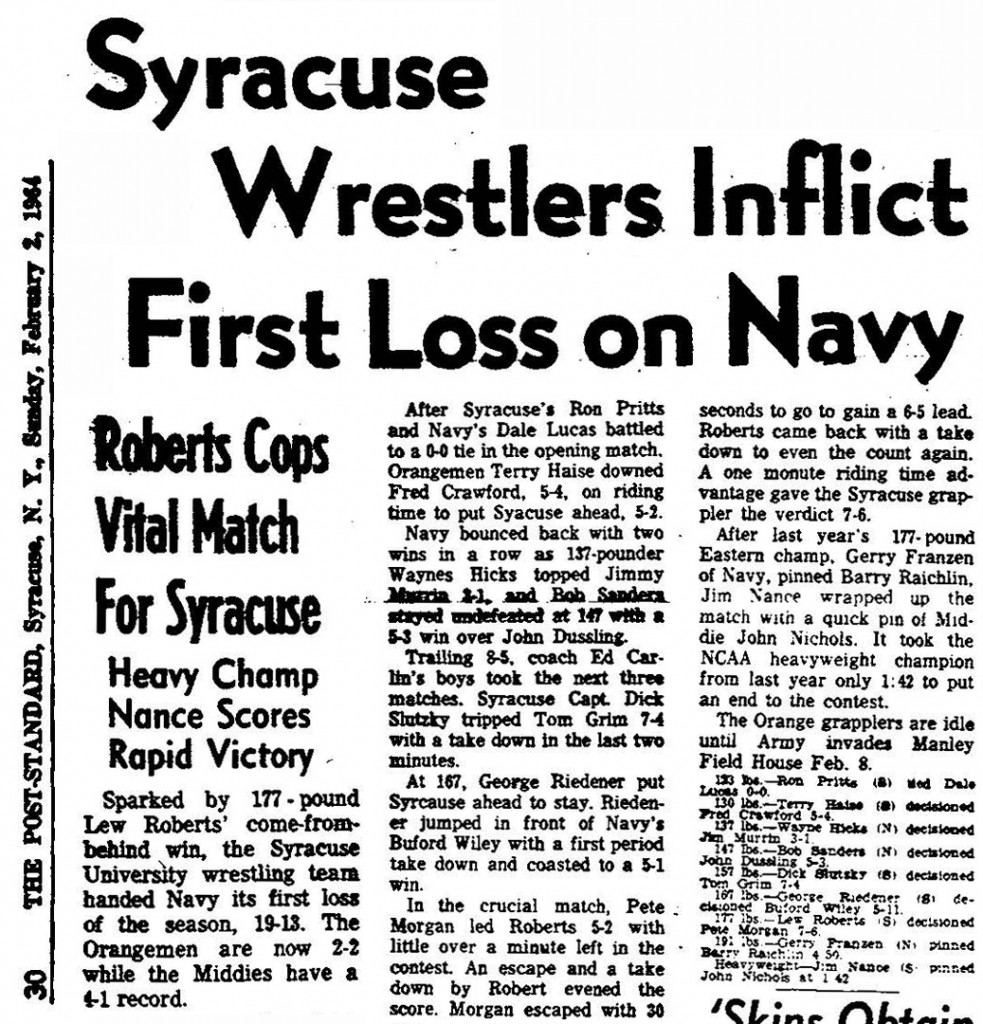 Syracuse Wrestlers Inflict First Loss on Navy