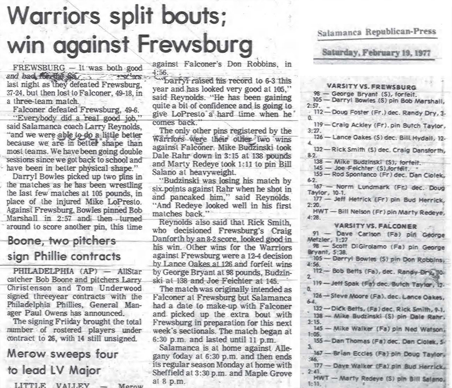 Warriors split bouts; win against Frewsburg