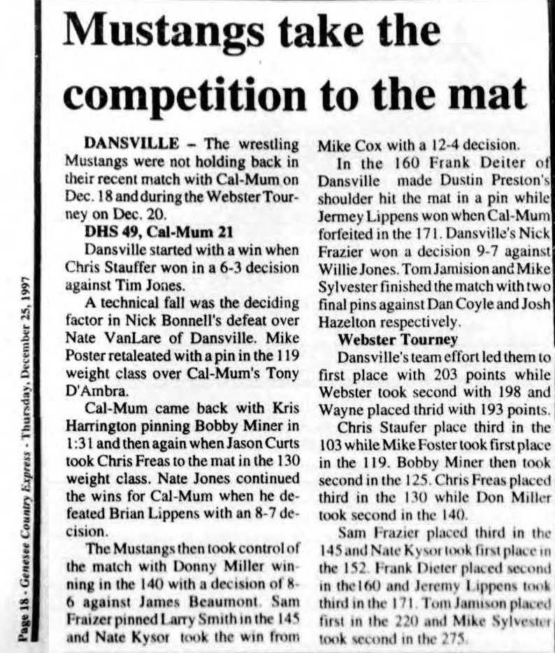 Mustangs take the competition to the mat