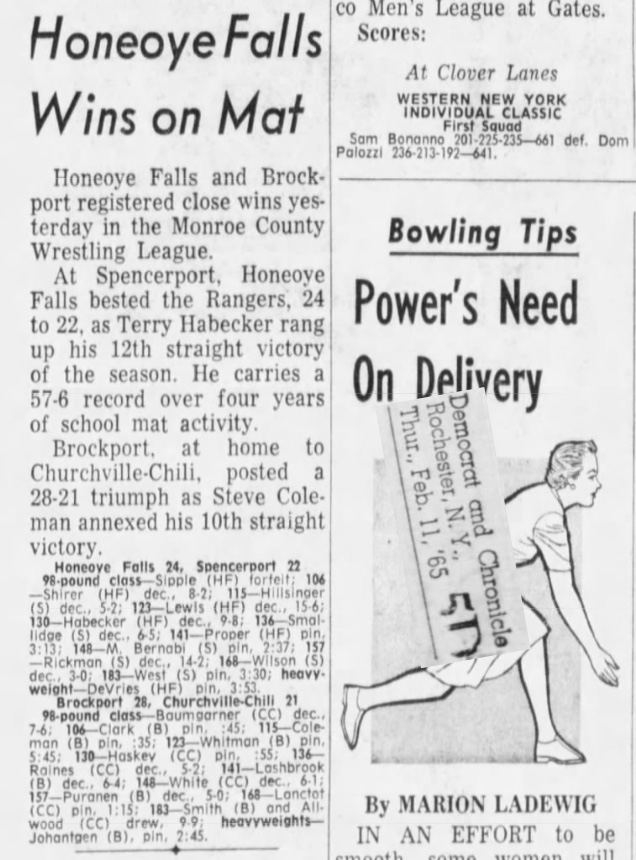 Honeoye Falls Wins on Mat