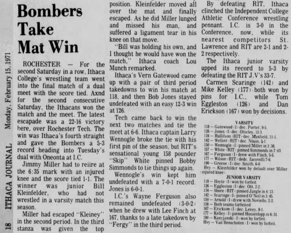 Bombers Take Mat Win