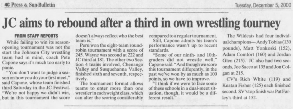 JC aims to rebound after a third in own wrestling tourney