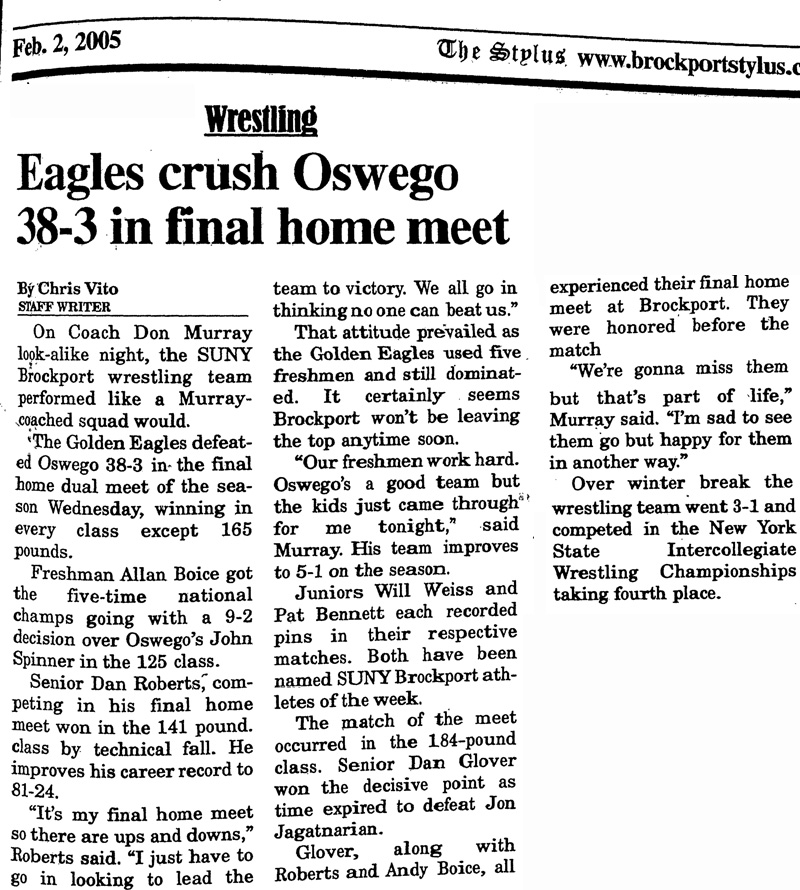 Eagles crush Oswego 38-3 in final home meet