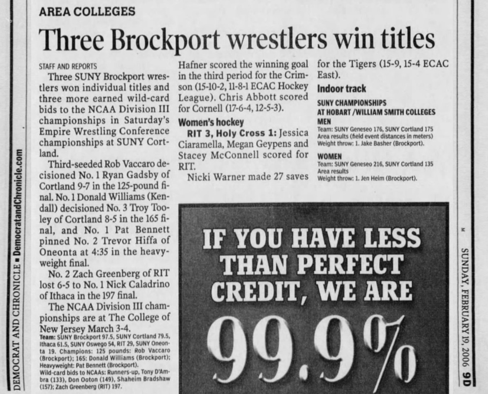 Three Brockport wrestlers win titles