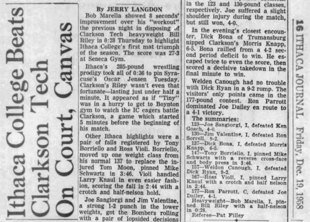 Ithaca College Beats Clarkson Tech on Court, Canvas