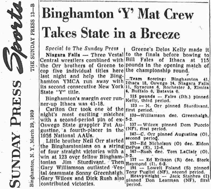 Binghamton 'Y' Mat Crew Takes State in a Breeze