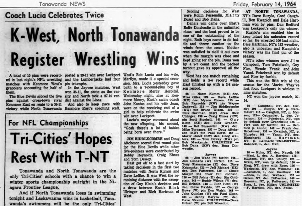 K-West, North Tonawanda Register Wrestling Wins