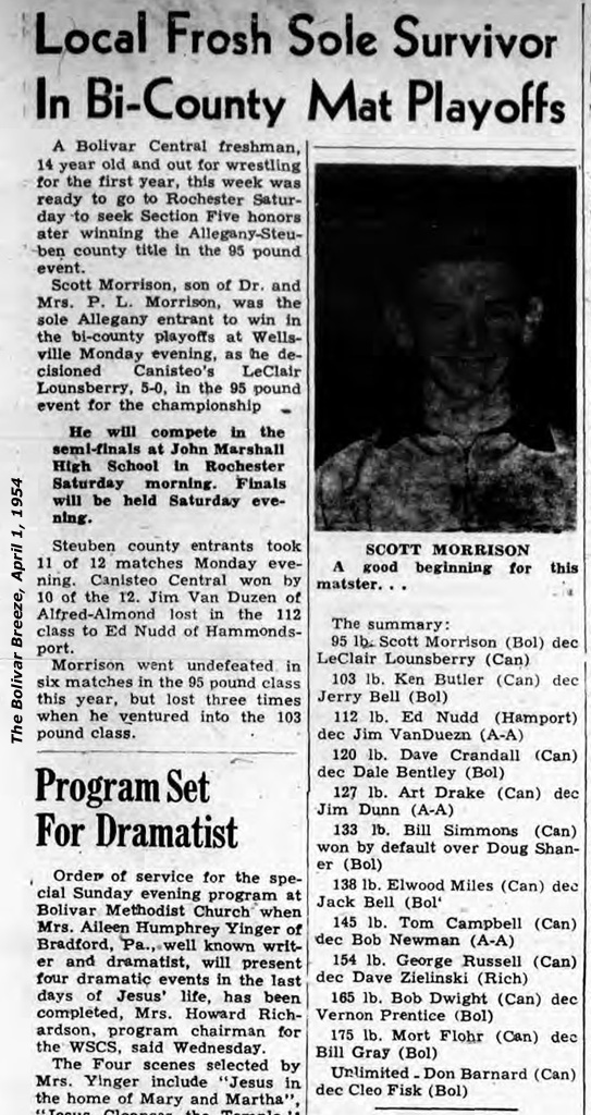 Local Frosh Sole Survivor In Bi-County Mat Playoffs