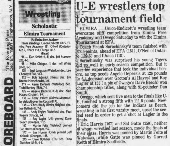 U-E wrestlers top tournament field