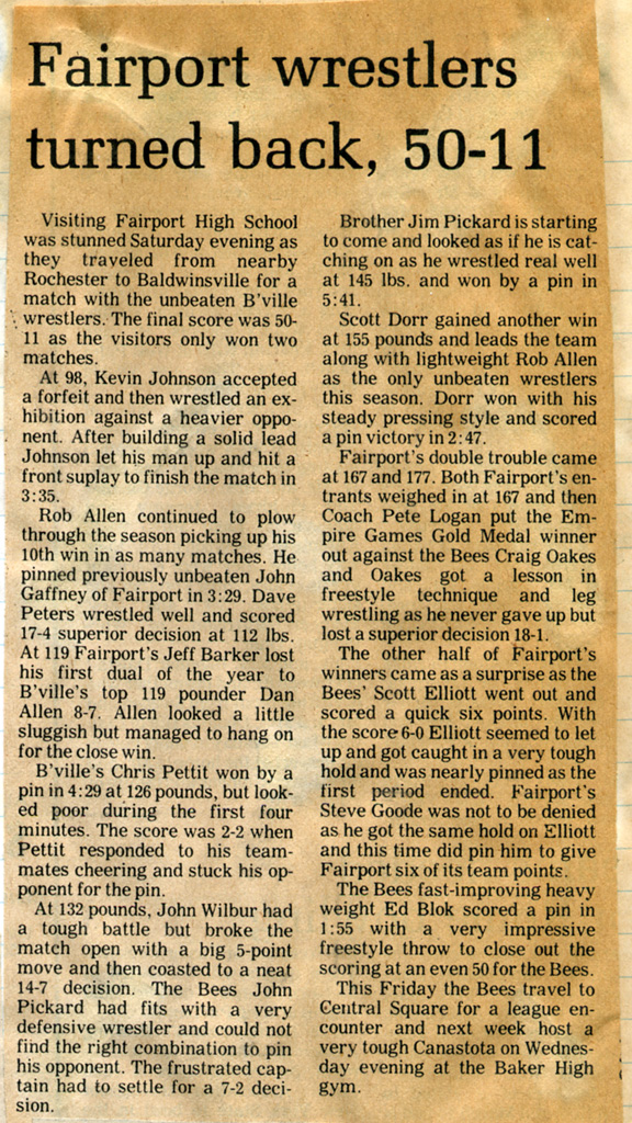 Fairport wrestlers turned back, 50-11