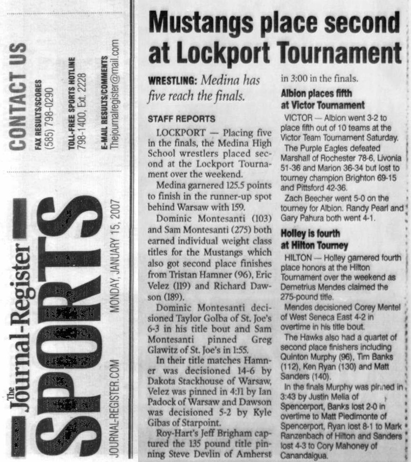 Mustangs place second at Lockport Tournament