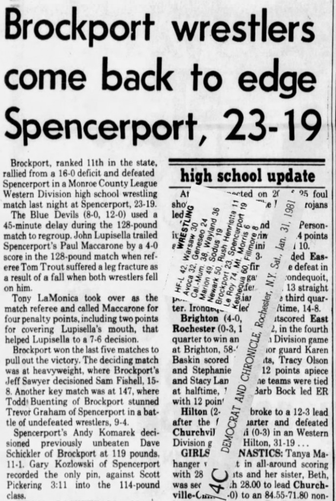 Brockport wrestlers come back to edge Spencerport, 23-19