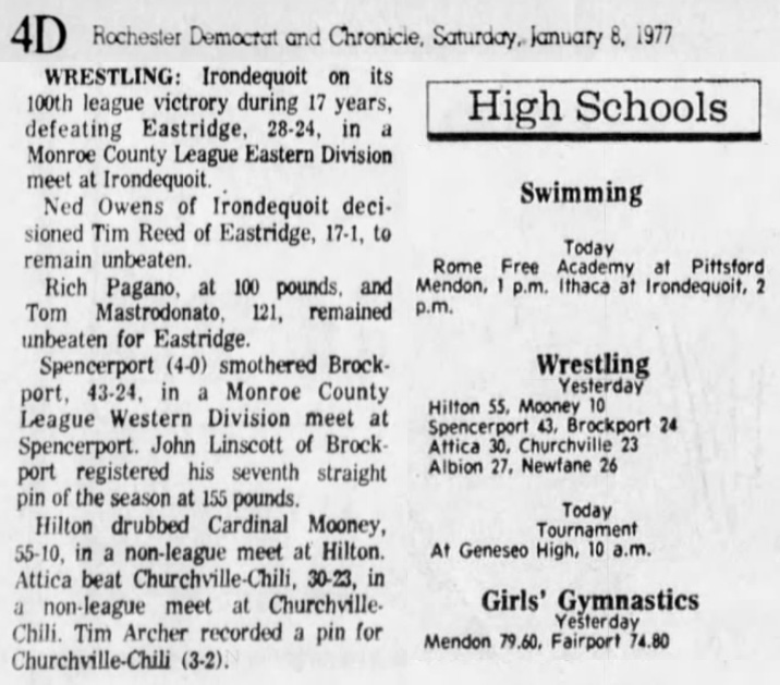 Irondequoit's 100th league victory