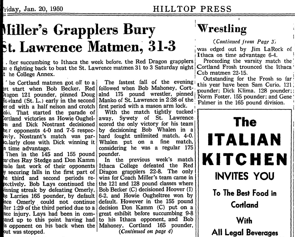 Miller's Grapplers Bury St. Lawrence Matmen