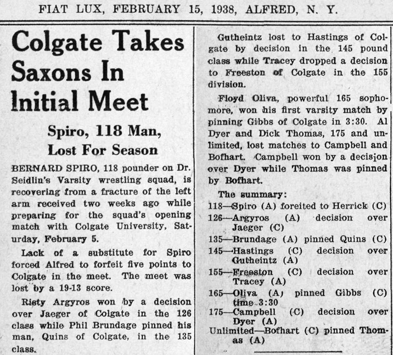 Colgate Takes Saxons In Initial Meet