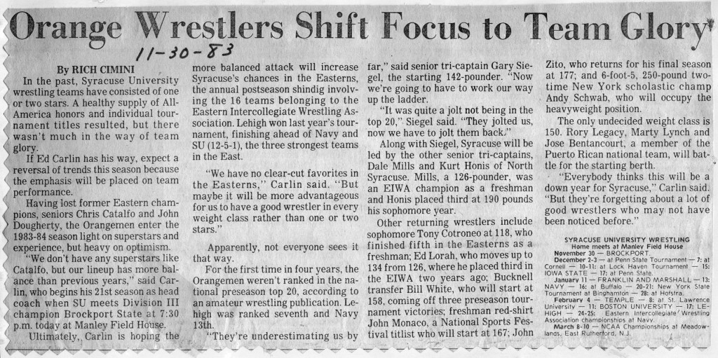 Orange Wrestlers Shift Focus to Team Glory