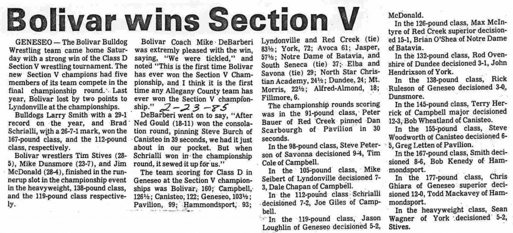 Bolivar wins Section V