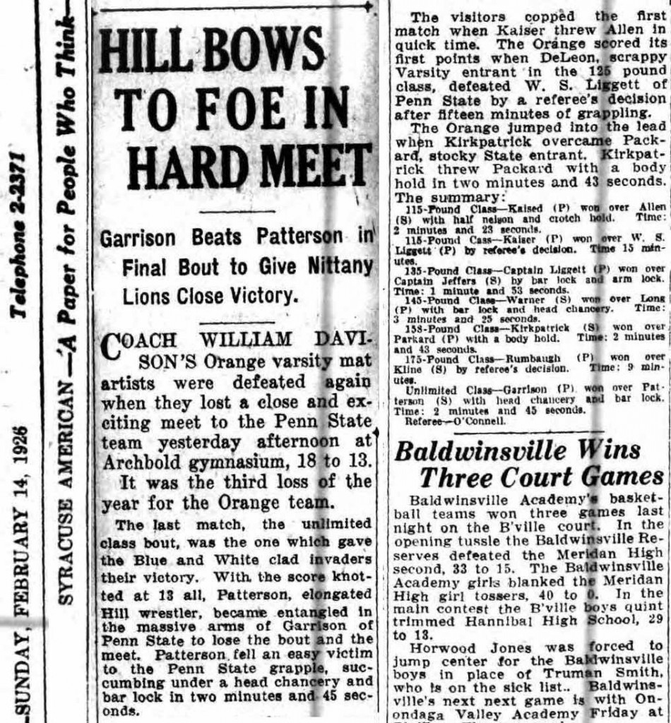 Hill Bows to Foe in Hard Meet