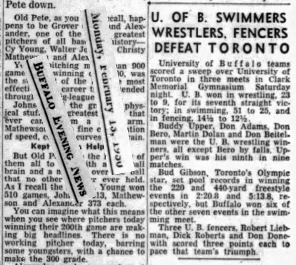 U. of B. Swimmers, Wrestlers, Fencers Defeat Toronto