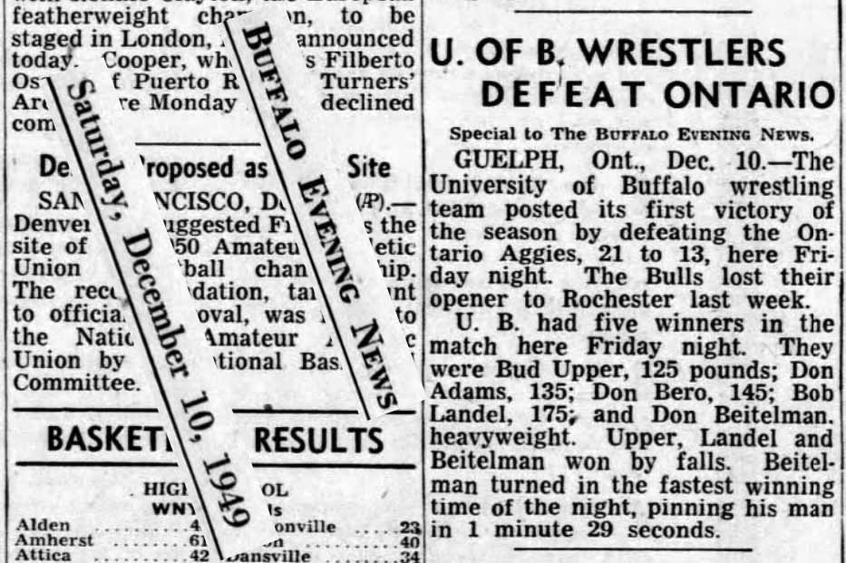 U. of B. Wrestlers Defeat Ontario