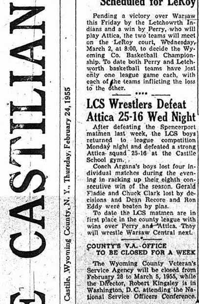 Letchworth Wrestlers Defeat Attica 25-16 Wed Night