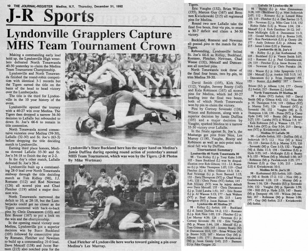 Lyndonville Grapplers Capture Medina Team Tournament Crown