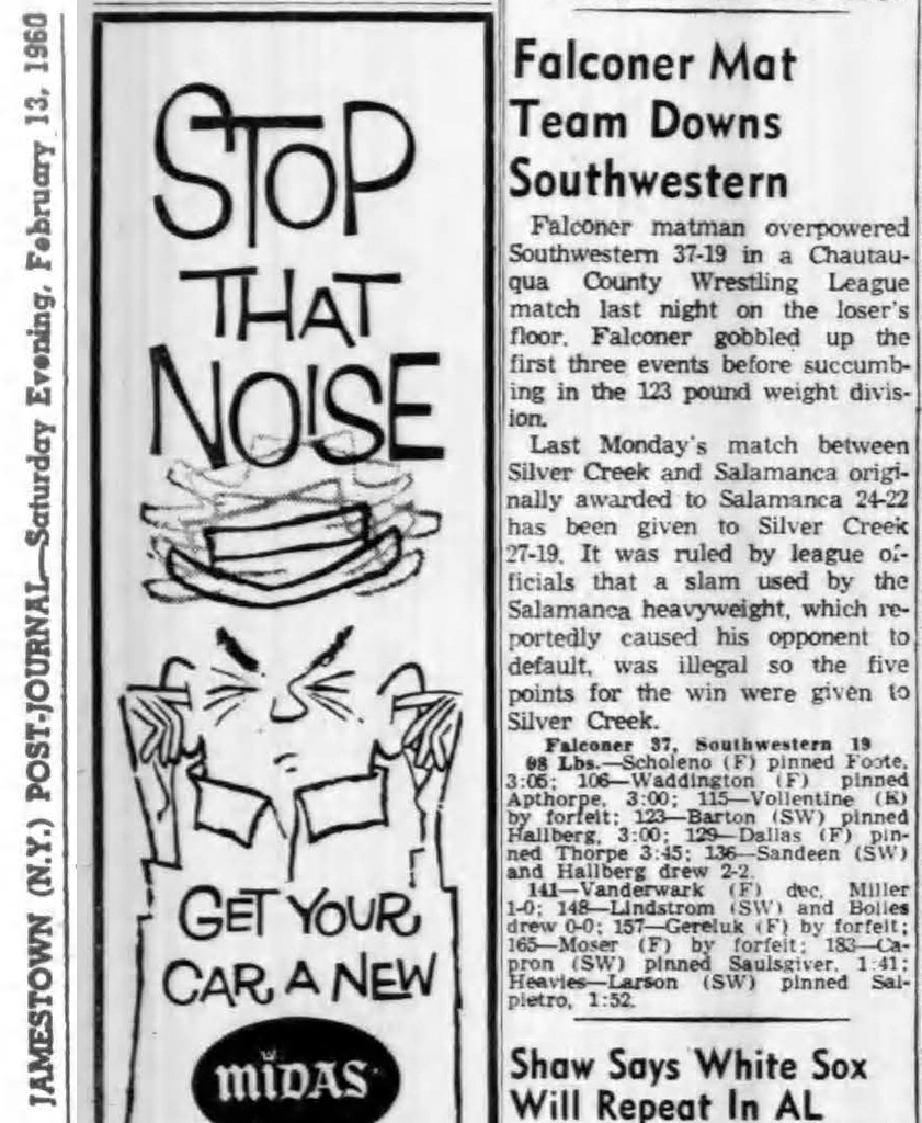 Falconer Team Downs Southwestern