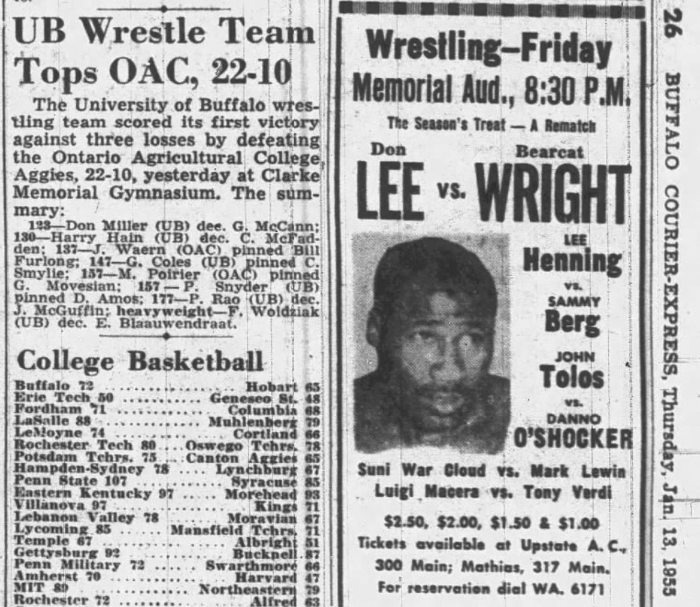 UB Wrestle Team Tops OAC, 22-10