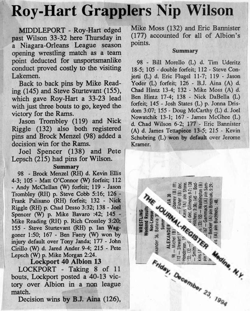 Roy-Hart Grapplers Nip Wilson