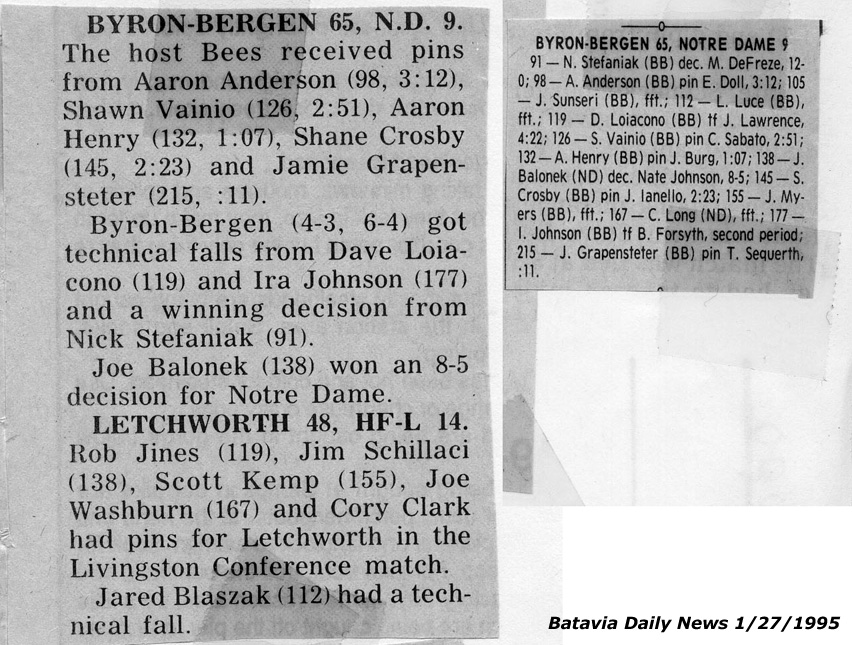 Byron-Bergen 65, Notre Dame 9