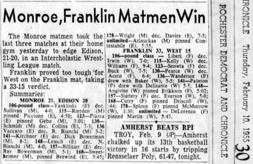 Monroe, Franklin Matmen Win