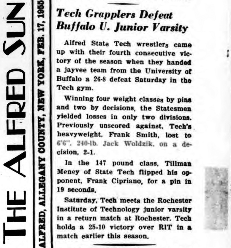 Tech Grapplers Defeat Buffalo U. Junior Varsity