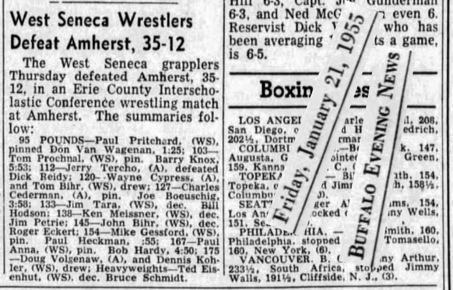 West Seneca Wrestlers Defeat Amherst, 35-12