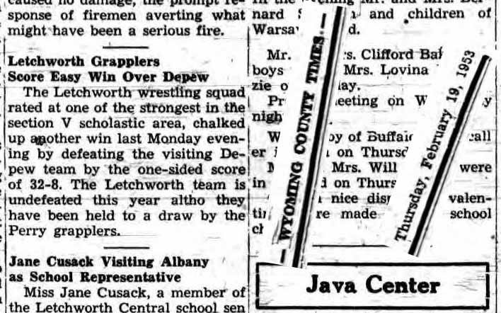 Letchworth Grapplers Score Easy Win Over Depew