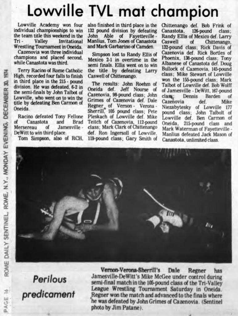 Lowville TVL mat champion