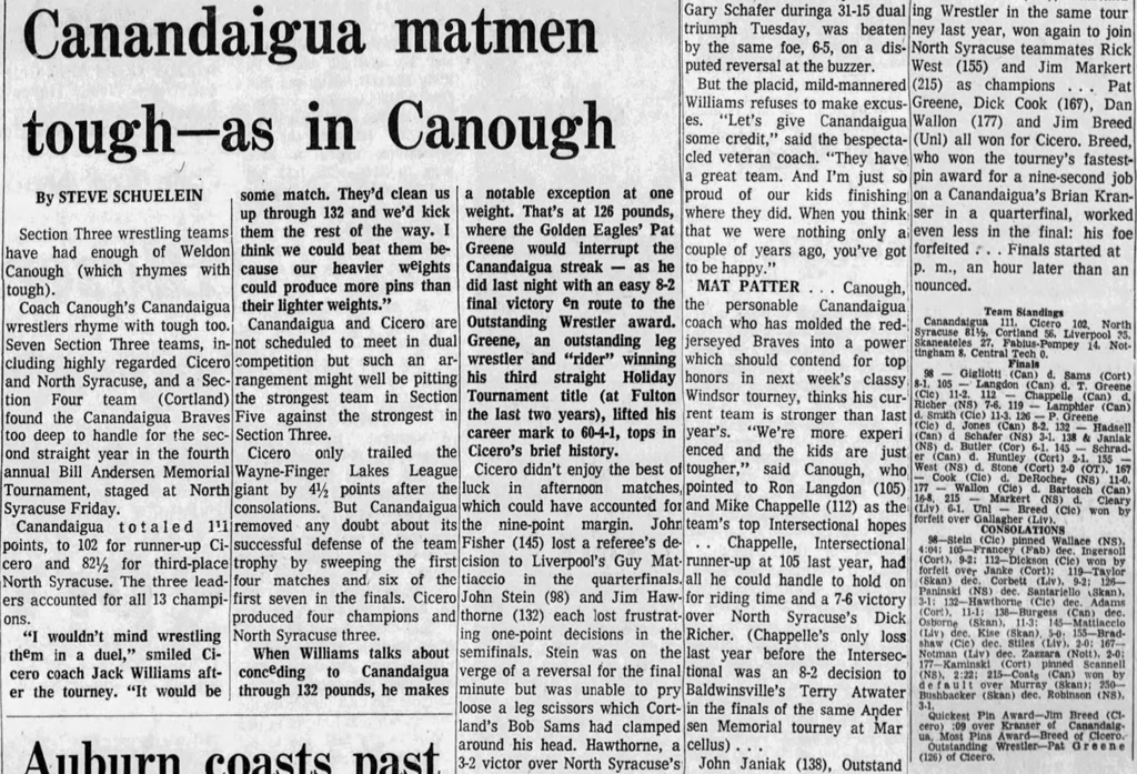 Canandaigua matmen tough - as in Canough