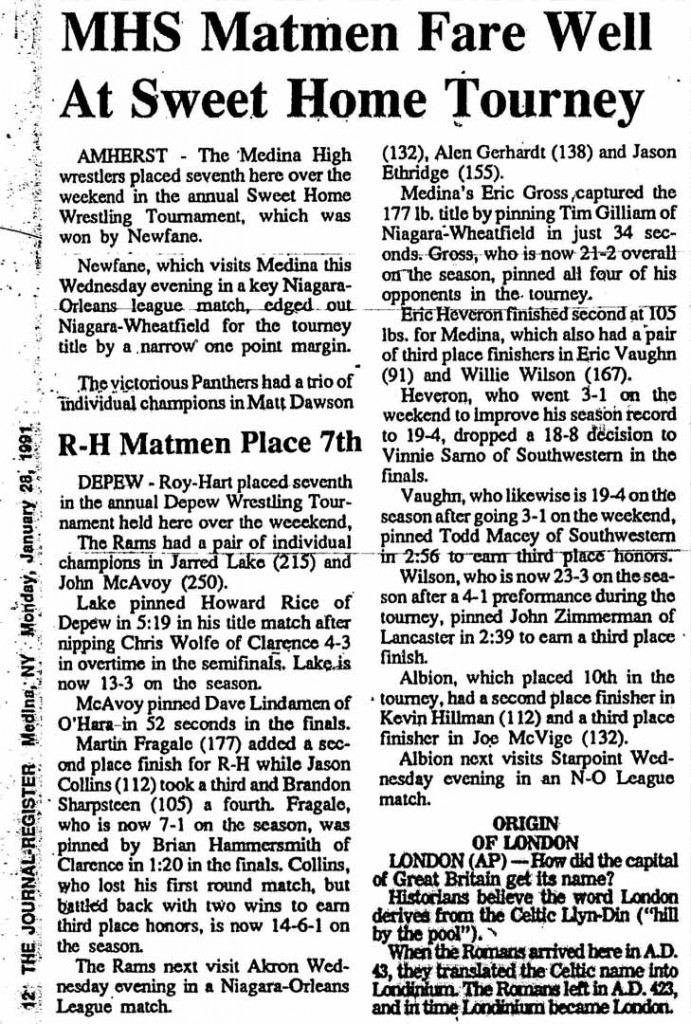 Medina Matmen Fare Well at Sweet Home Tourney