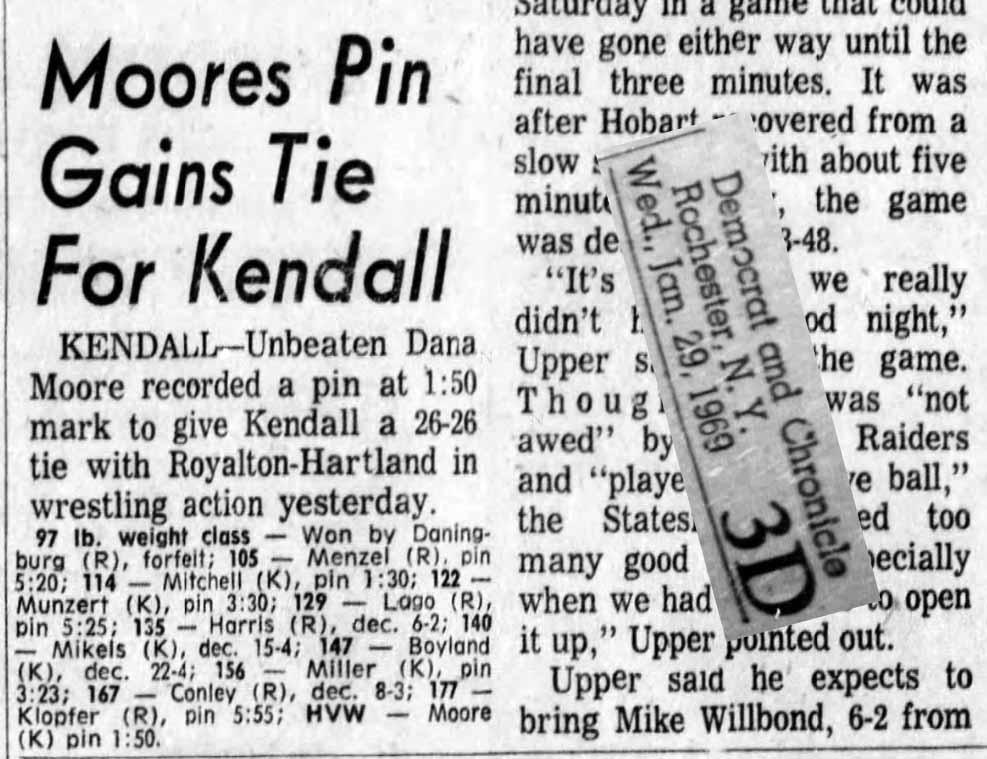 Moores Pin Gains Tie For Kendall