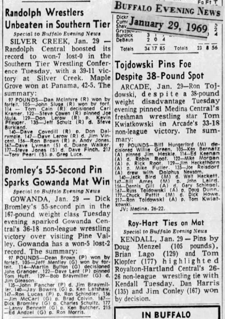 Bromley's 55-Second Pin Sparks Gowanda Mat Win