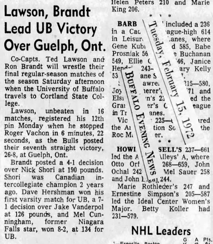 Lawson, Brandt Lead UB Victory Over Guelph, Ont.