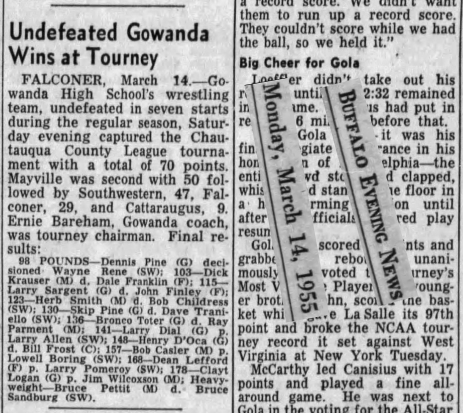 Undefeated Gowanda Wins at Tourney