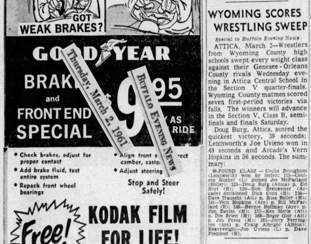 WANTED: 1961 Genesee-Orleans League Tournament Evidence