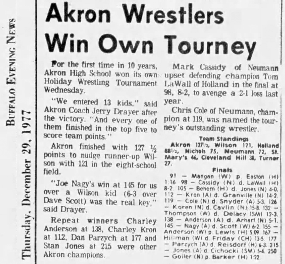 Akron Wrestlers Win Own Tourney