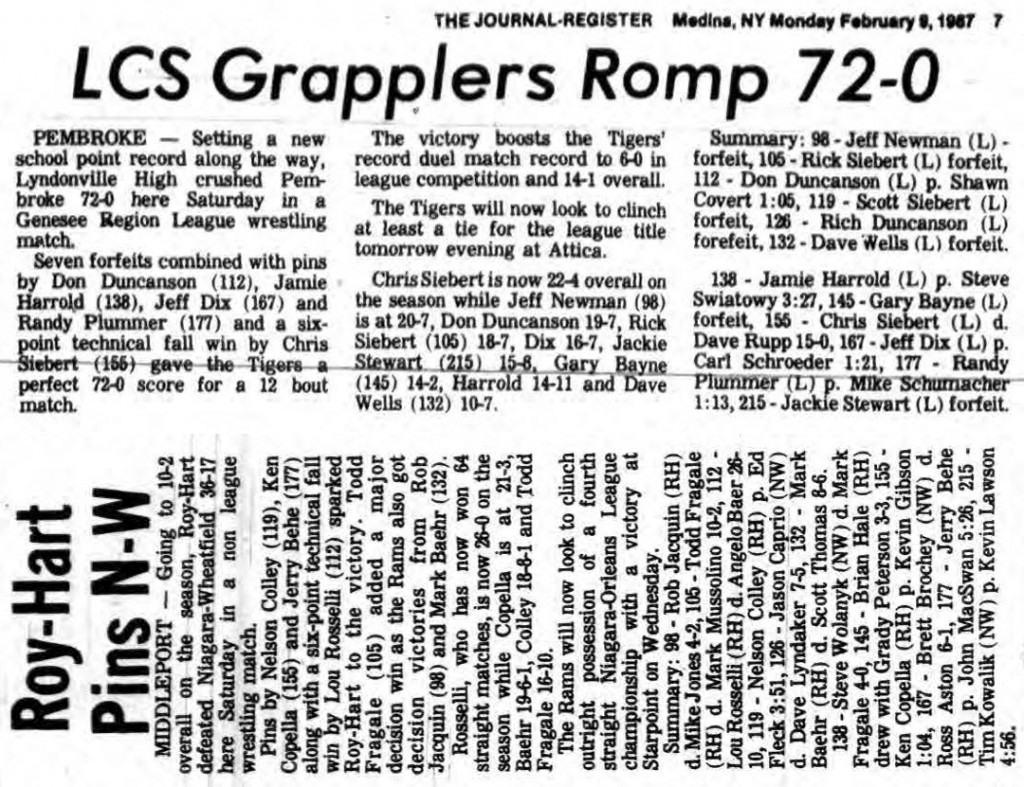 Lyndonville Grapplers Romp 72-0