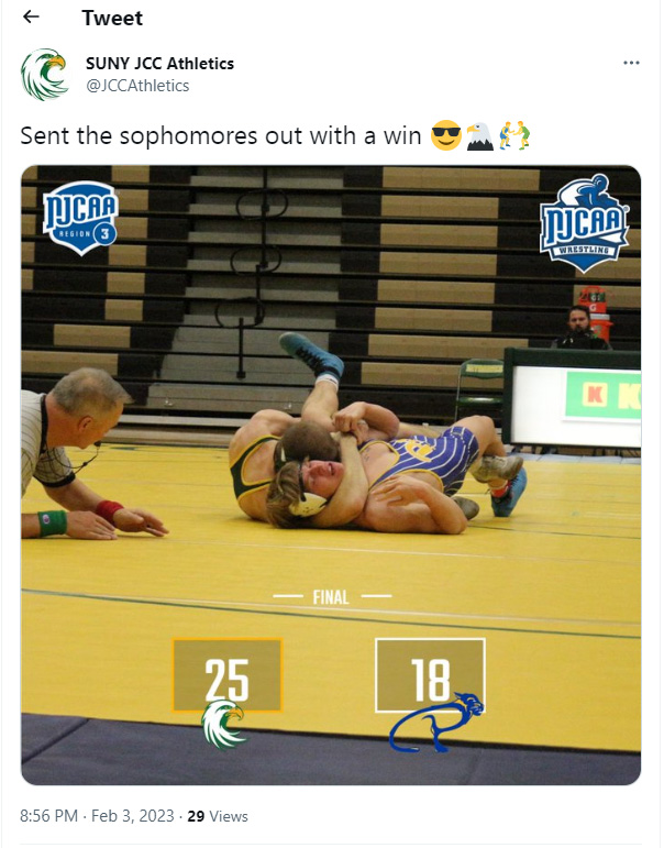 SUNY JCC 25, Pitt-Bradford 18