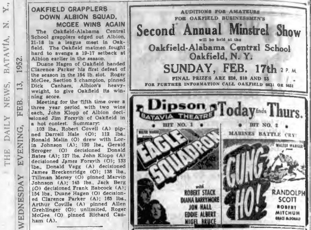 Oakfield Grapplers Down Albion Squad, McGee Wins Again