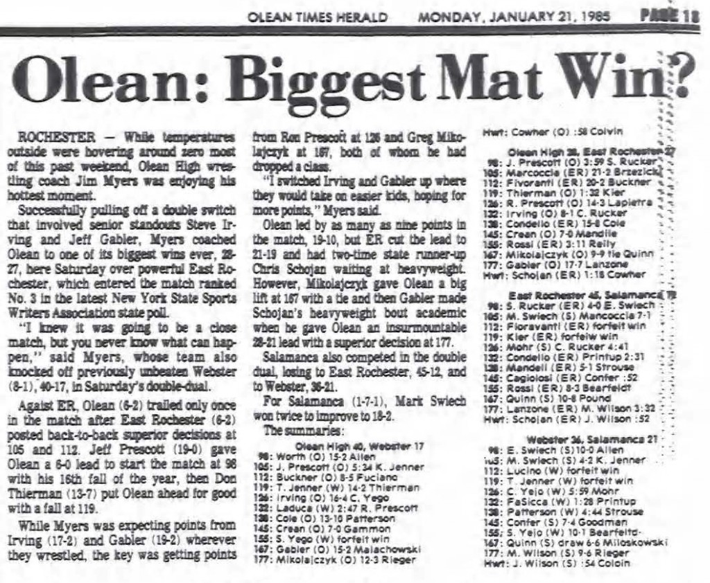 Olean: Biggest Mat Win?