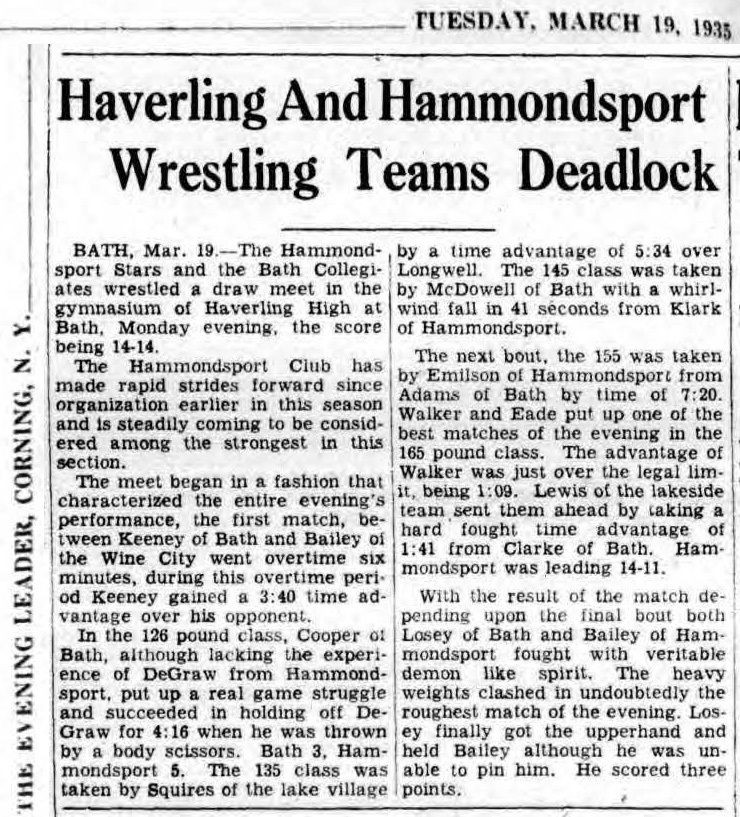 Haverling and Hammondsport Wrestling Teams Deadlock