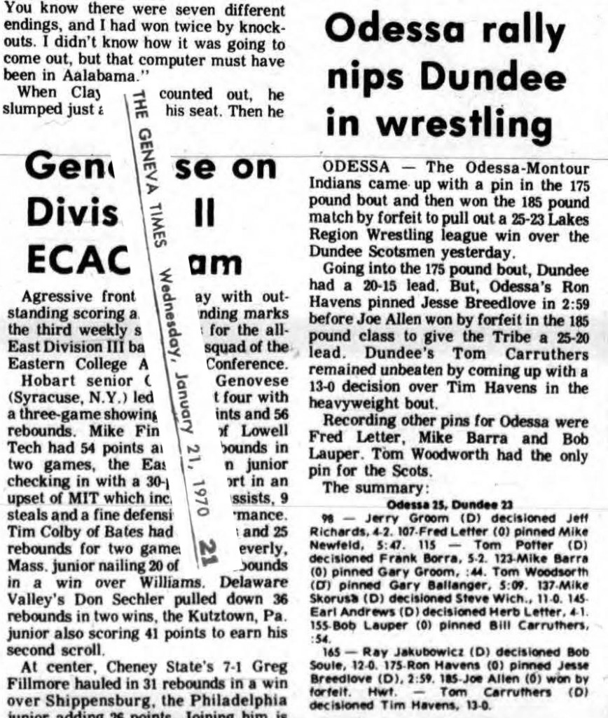 Odessa rally nips Dundee in wrestling