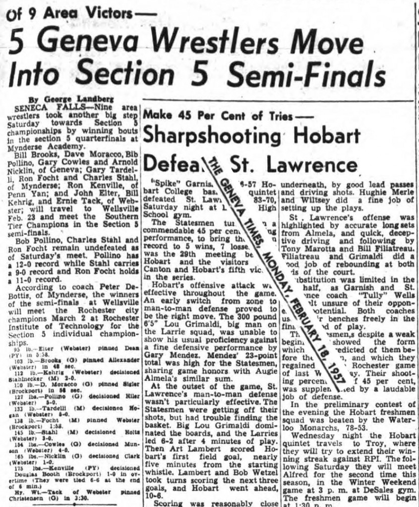 5 Geneva Wrestlers Move Into Section 5 Semi-Finals